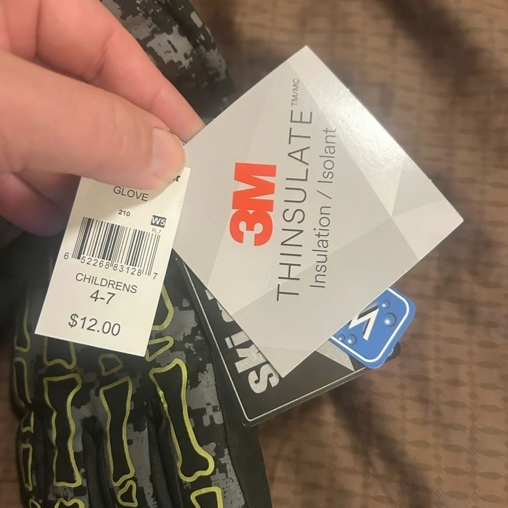 3M Thinsulate Kids Mittens - Black and Yellow